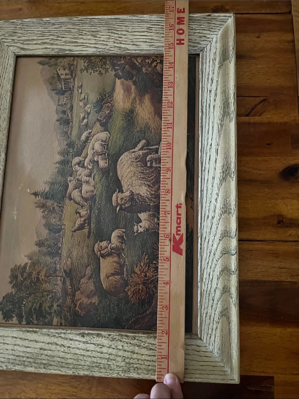 Vtg Currier & Ives Framed ‘The Twin Lambs’ Sheep In Meadow MCM *READ*